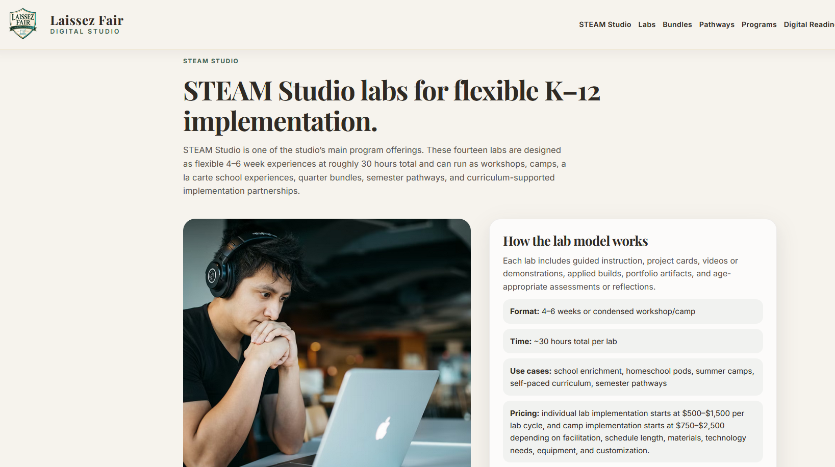 STEAM Studio lab page